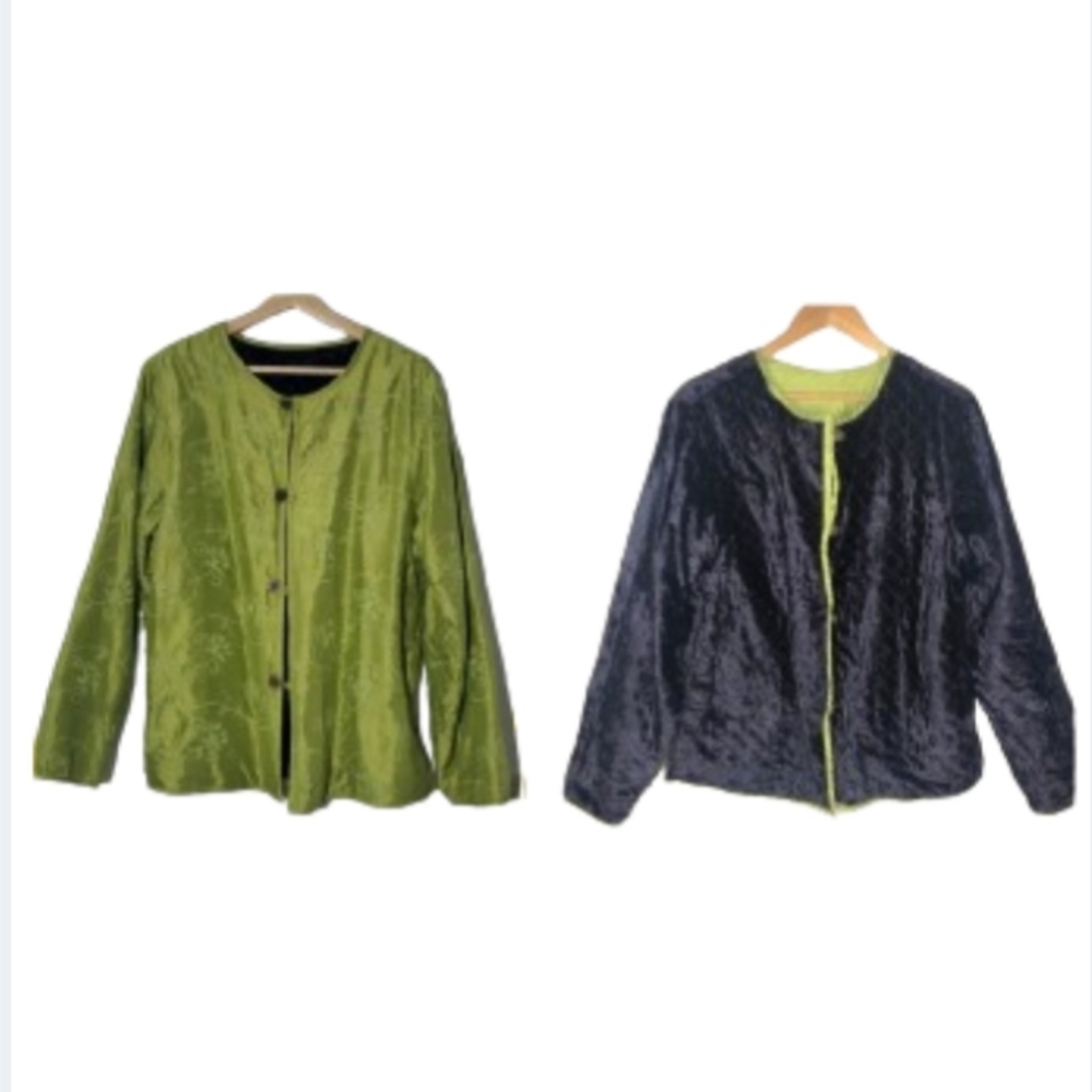 Coldwater Creek Silk Rayon Reversible Jacket Large